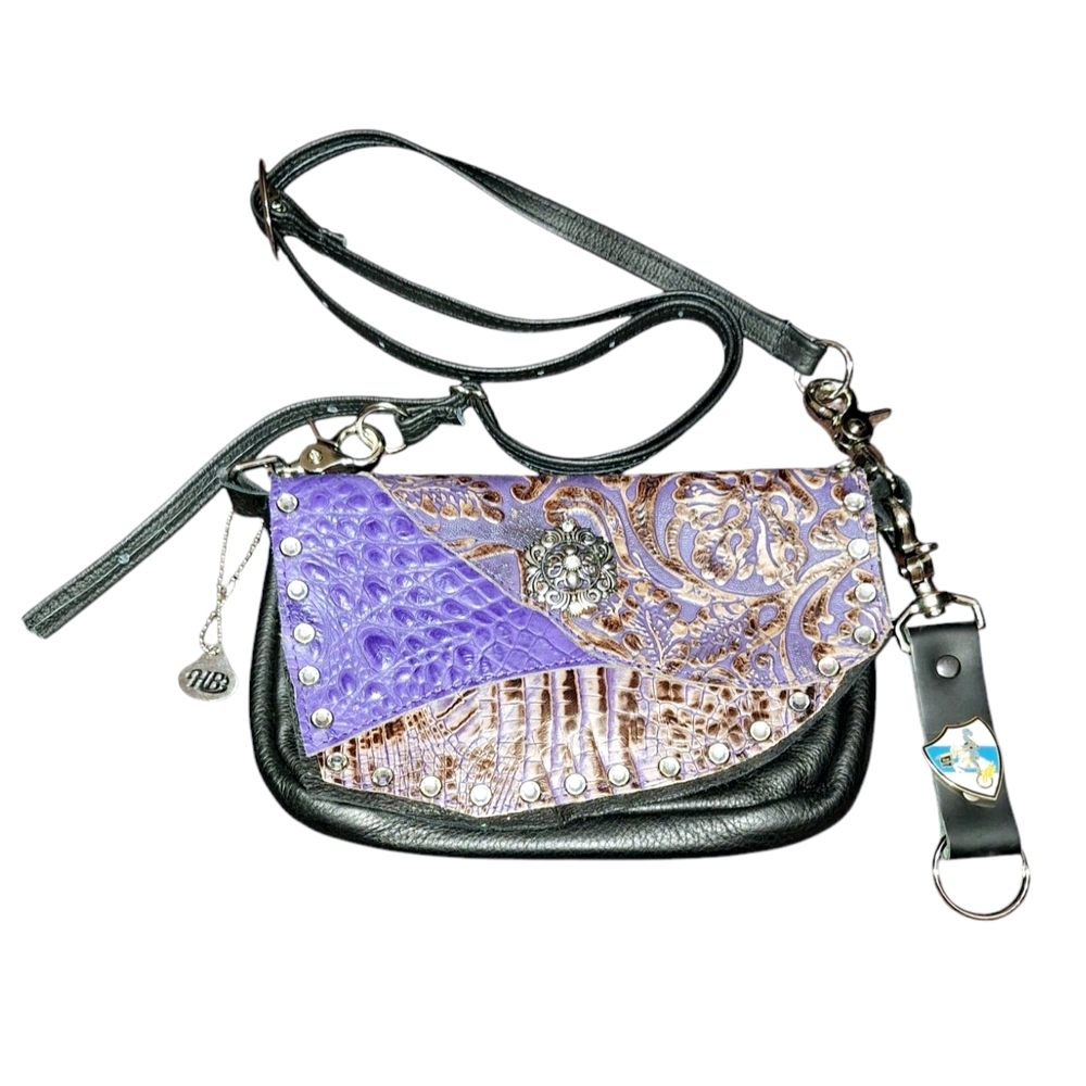 HIP BAG COMPANY CONCEALED CARRY EMBOSSED & PEBBLED LEATHER CROSSBODY BAG